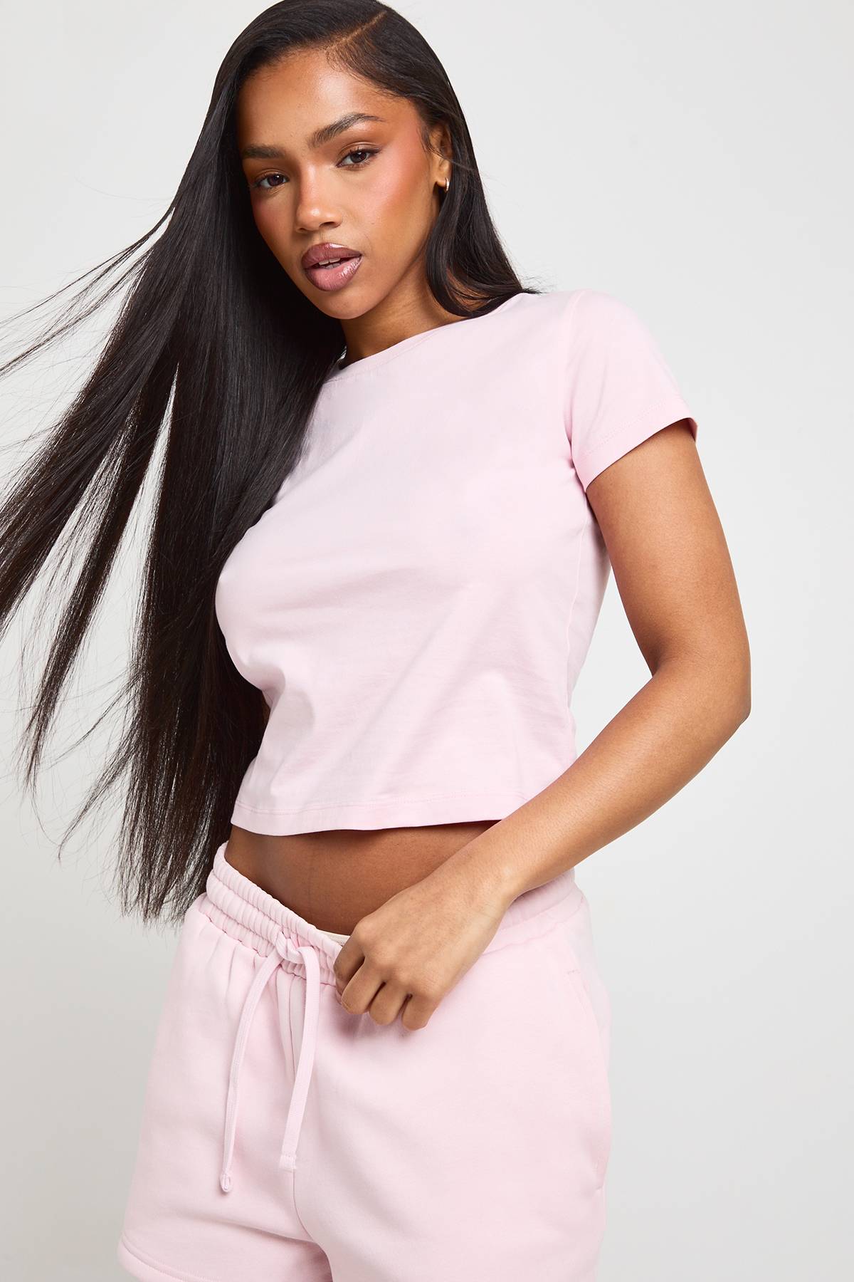 boohoo Ensemble Survêtement Haut Manches Courtes Et Short Molleton