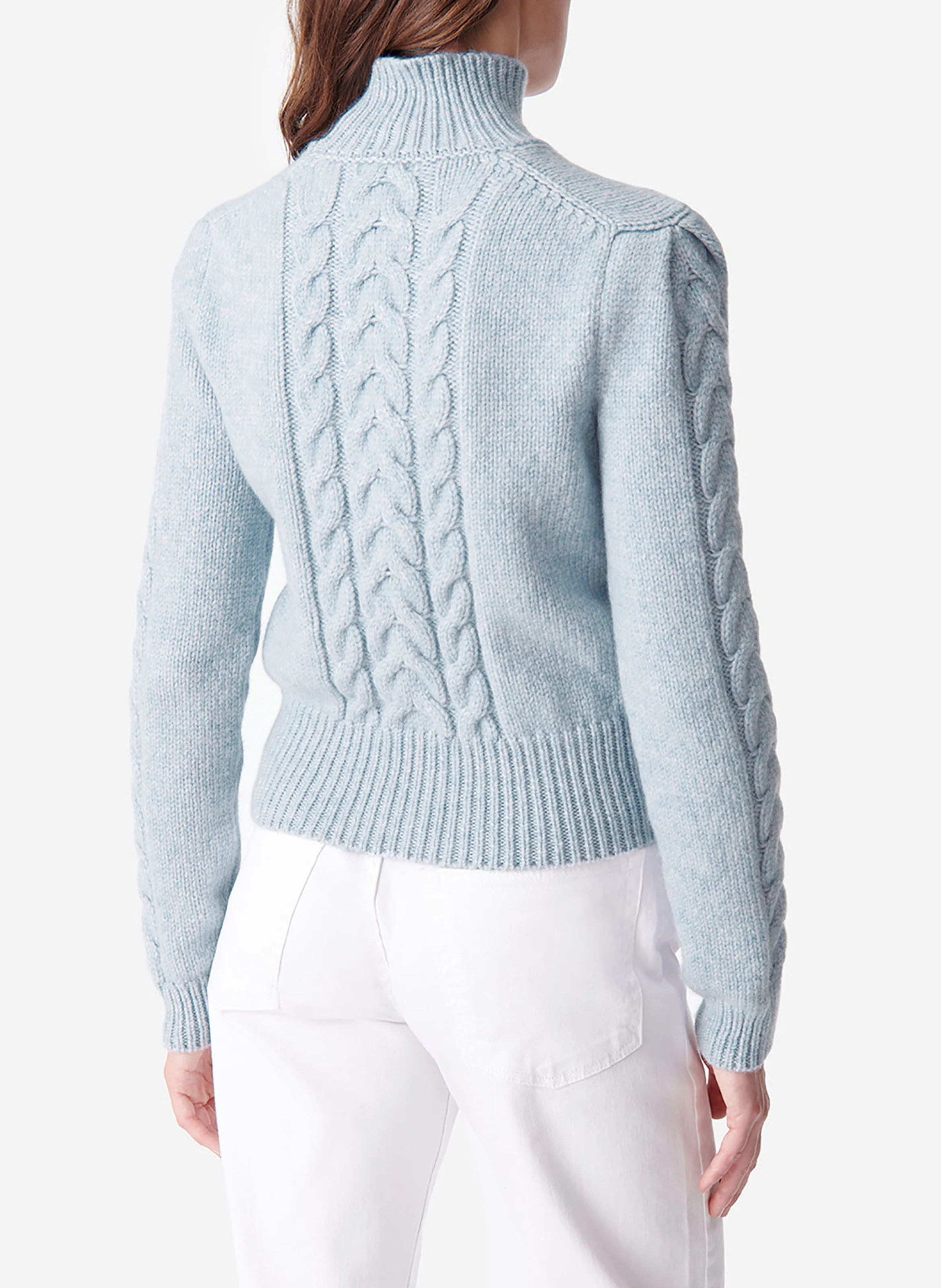 DABATHA - Pull droit en laine mélangée | Bleu