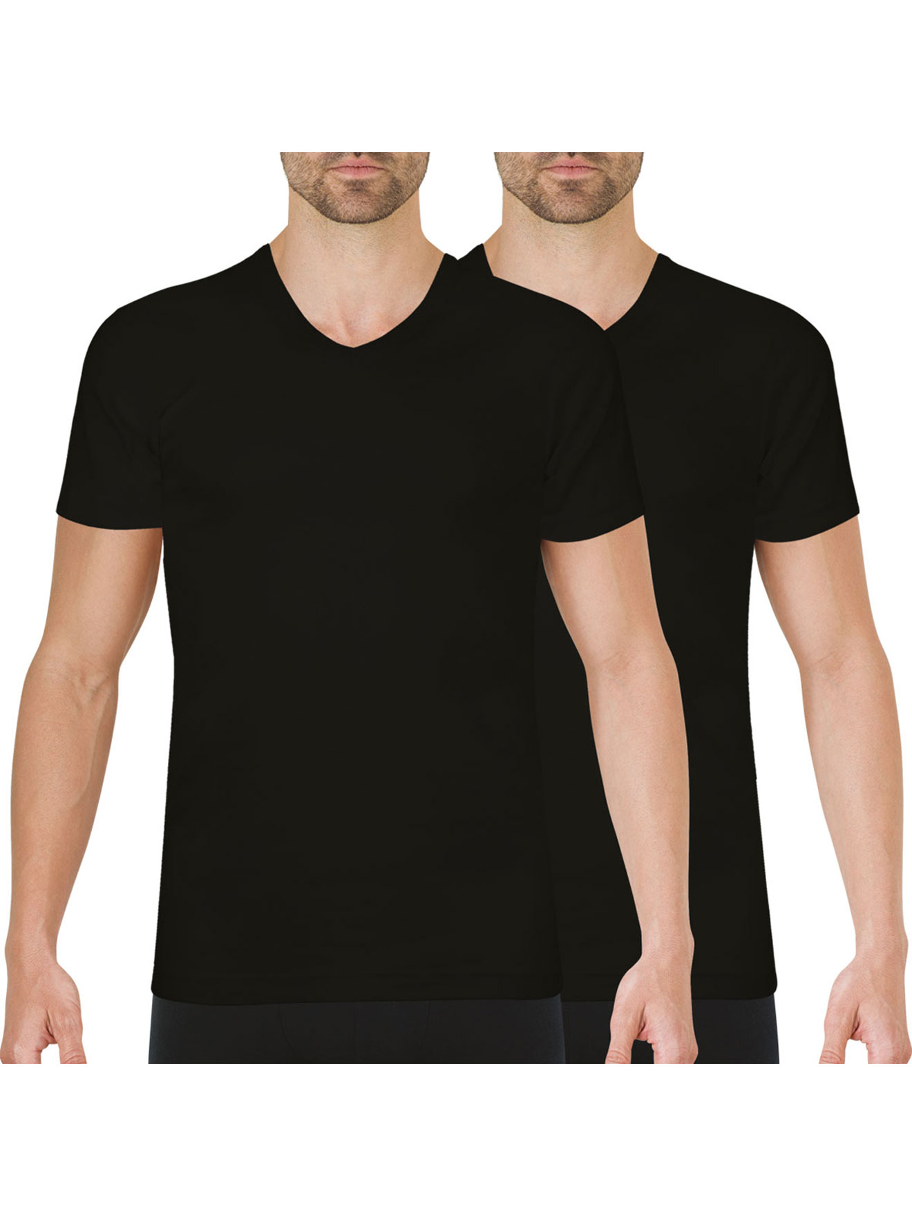 Lot 2 tee-shirts col V homme Easy Color
