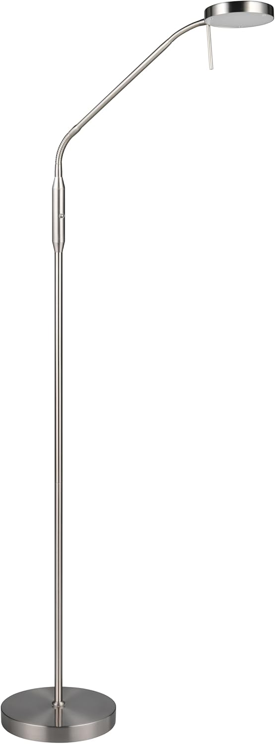 Reality Leuchten LED Stehleuchte Moreno R44561107, Metall Nickel matt, 3 Watt LED, Akku mit Ladestation, Sensordimmer, Lichtfarbe einstellbar
