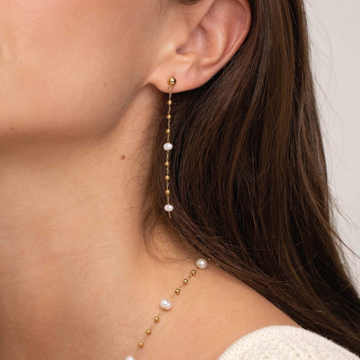 Boucles Rosaire nacre acier dorées or
