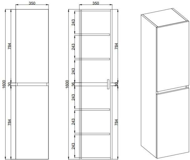 Fontana - Rovigo - Kolomkast - Beach Eiken - 160x35x35 cm - Softclose