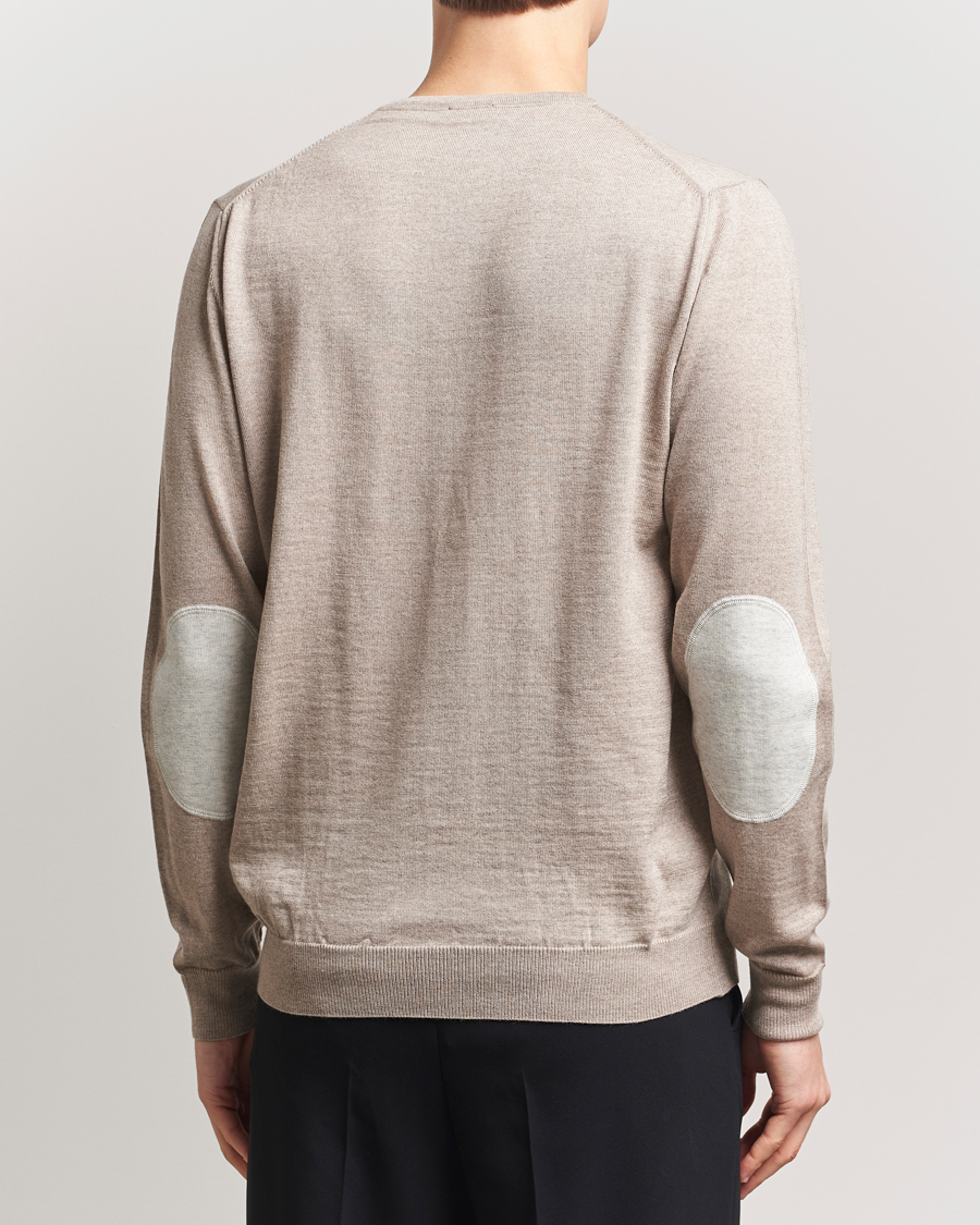 Stenströms Merino Patch Crew Neck Beige