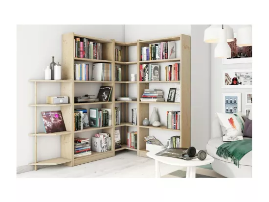 Etagère d'angle en pin brut Gala 4 tablettes