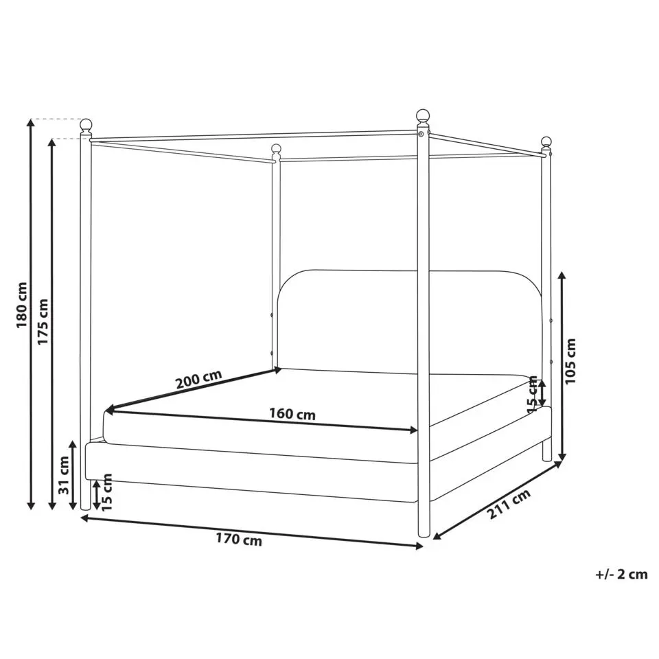 DANNEMOIS - Tweepersoonsbed - Gebroken wit - 160x200 cm - Bouclé