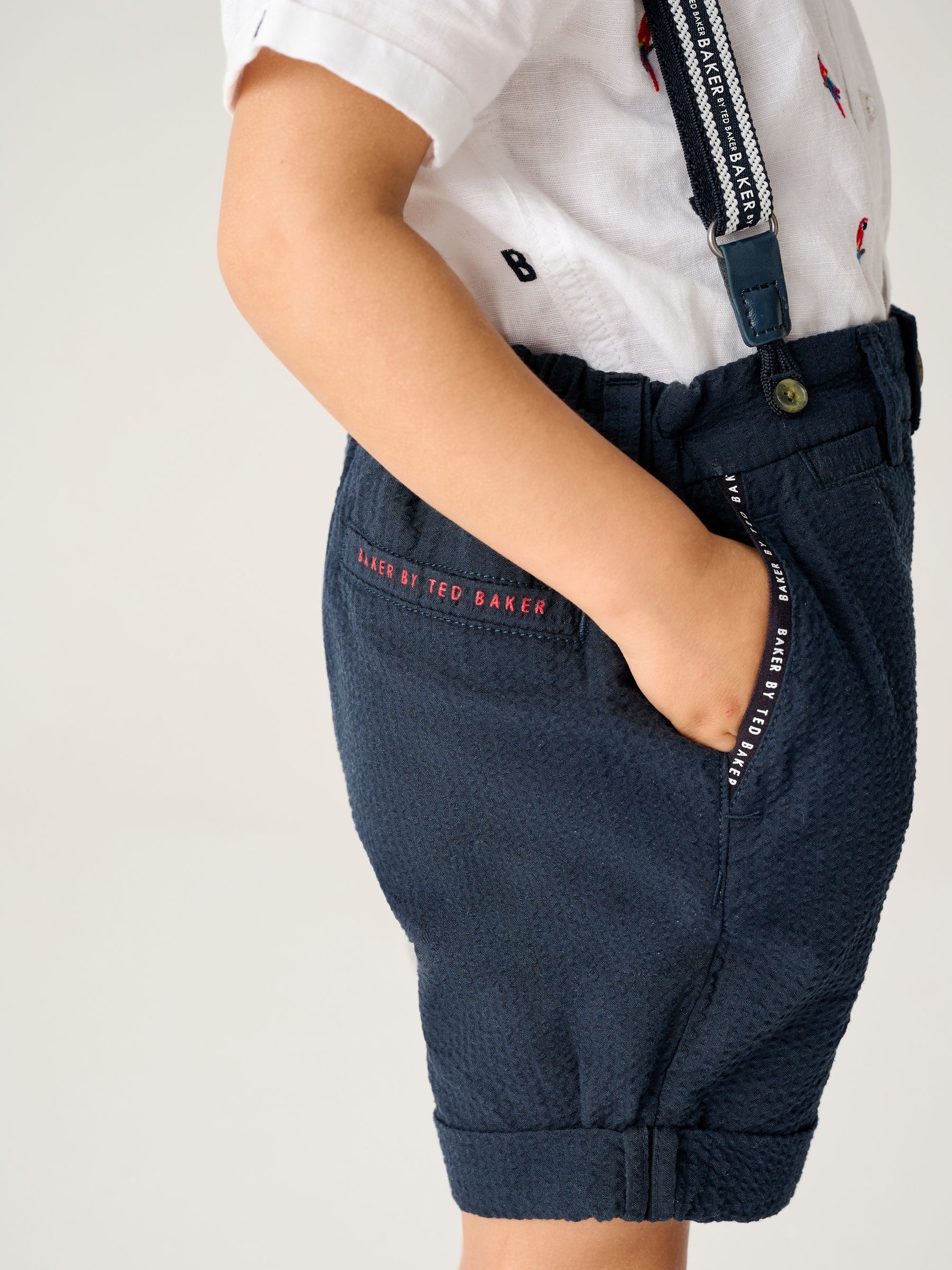 Marineblauw - Baker by Ted Baker 3 -delig set van overhemd, short en bretels
