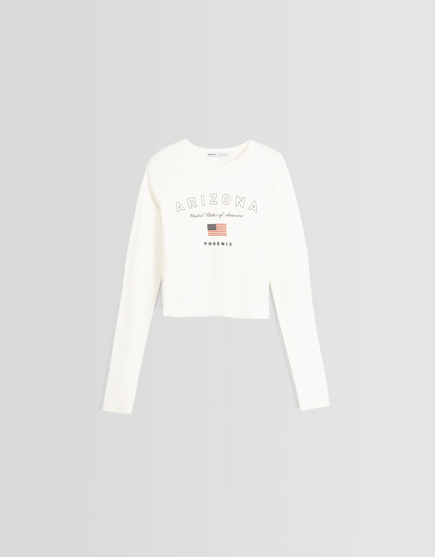 Camiseta de manga comprida estampada