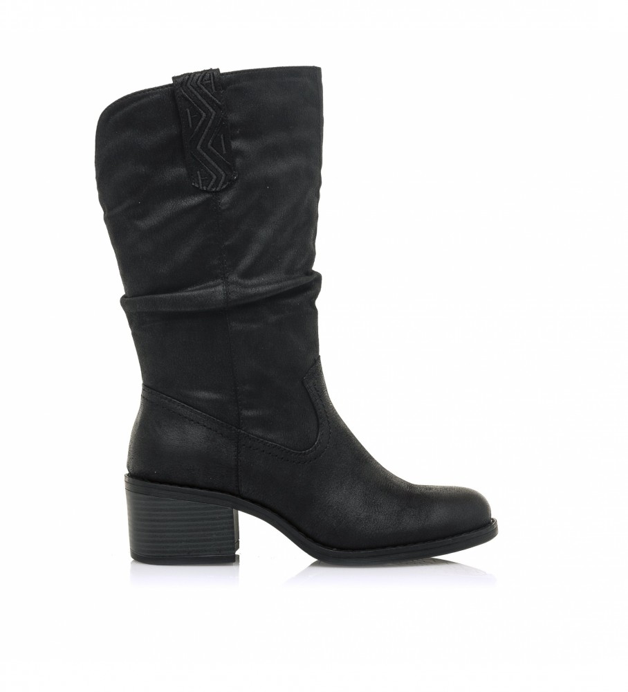 Botas Mustang pretas estilo cowboy