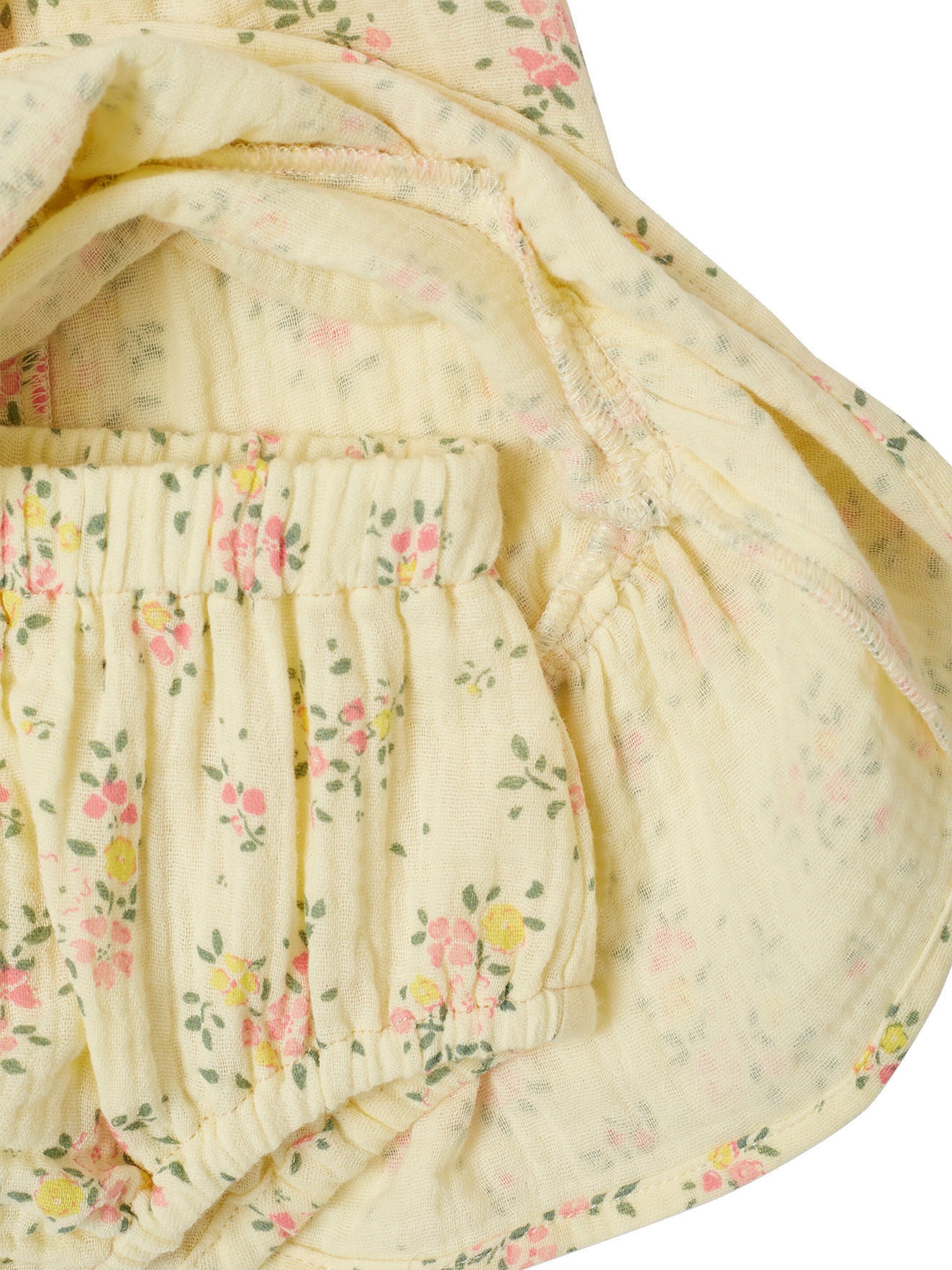 Vertbaudet Mädchen Baby-Set: Blumenkleid & Höschen, Musselin hellgelb