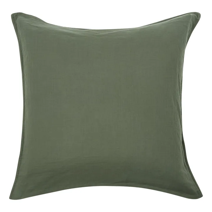 Haomy Taie d'oreiller Dili en voile de coton | Vert kaki