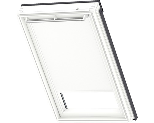 VELUX verduisterend rolgordijn, effen wit, handmatig, wit frame, DKL C02 1025SWL