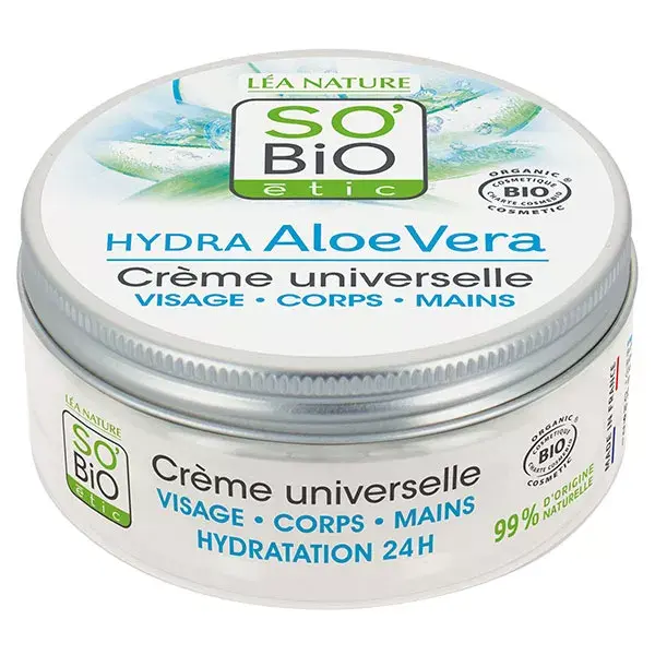 Creme universal So'Bio Étic Hydra Aloe Vera para rosto, corpo e mãos, orgânico, 150ml