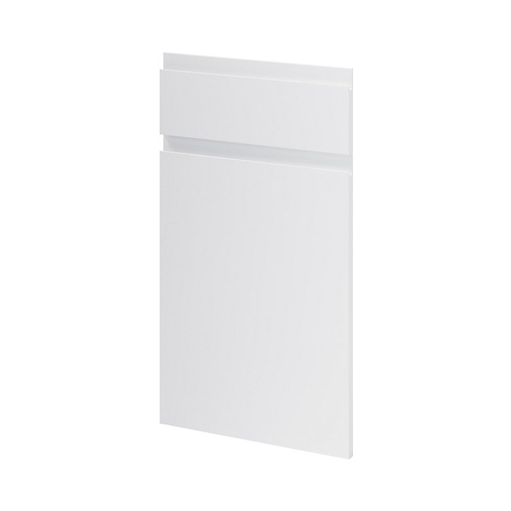 Façade de cuisine 1 porte et 1 tiroir Garcinia gris clair brillant l. 40 cm x H. 72 cm GoodHome