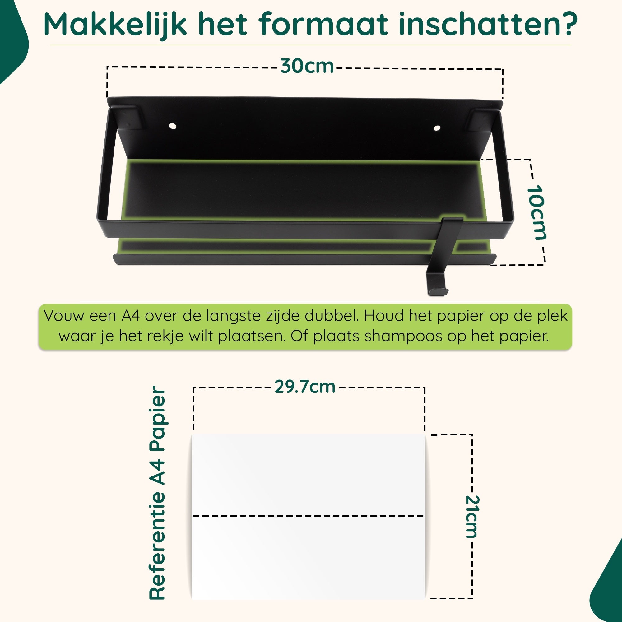 XIVADA Doucherek Teca - Boren - Zelfklevend - Rvs - 30 CM - Zwart