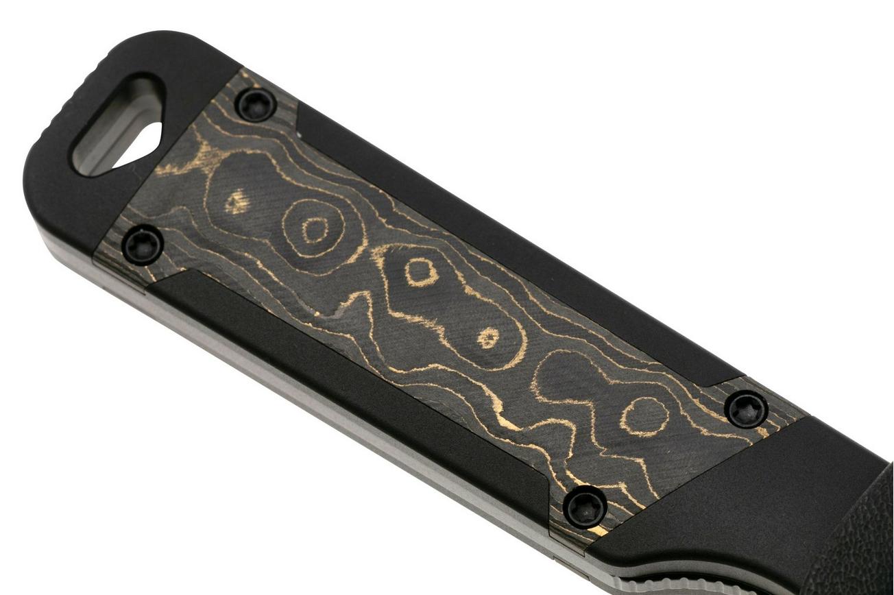 Kizer Militaw KZ1067A1 Black CPM S35VN, Black Aluminium, Gold Camo-Carbon Inlay, vaststaand mes, Jonathan Styles design