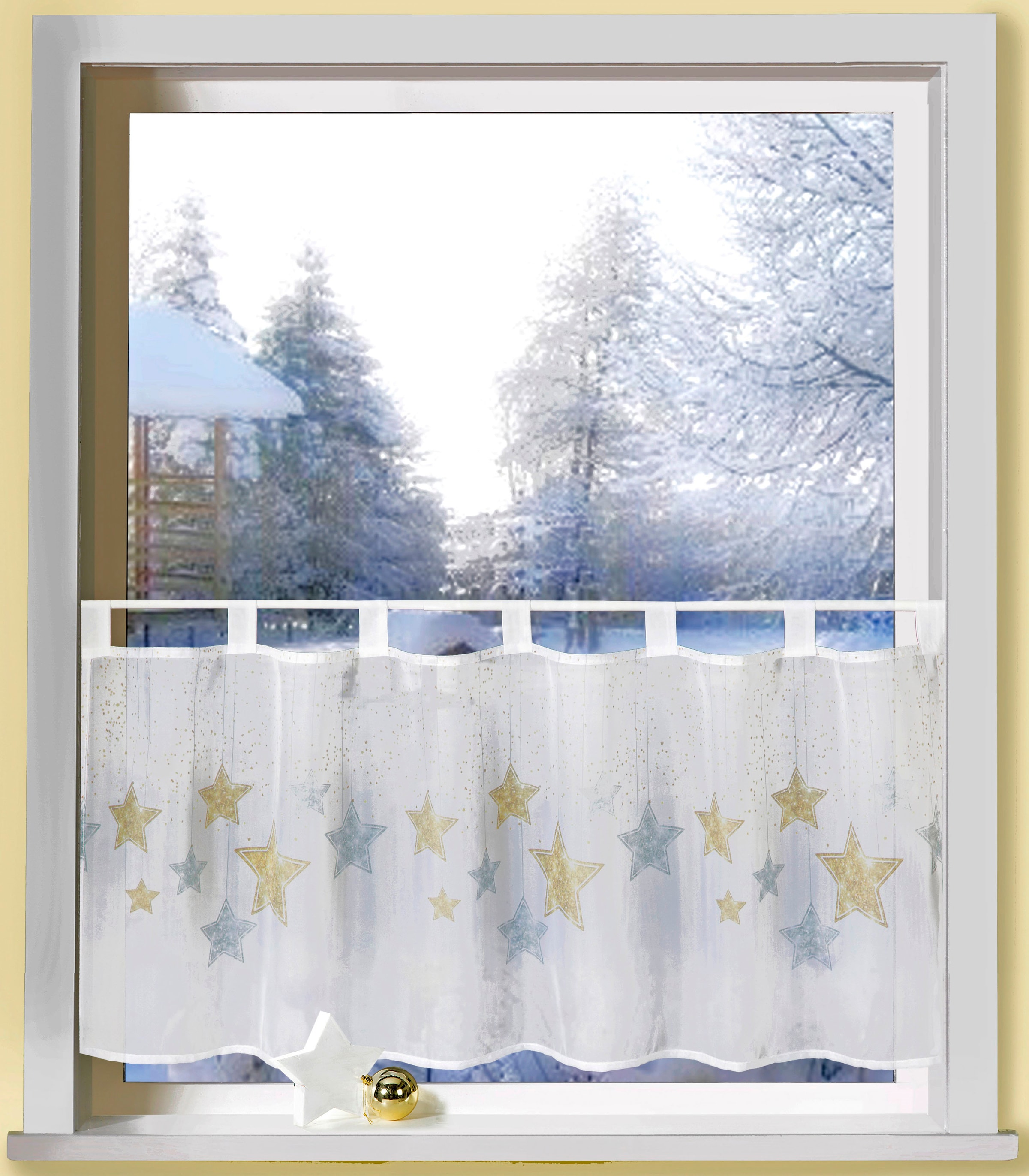 Weckbrodt Scheibengardine »Astrid« Schlaufen 1 Stk. tlg. Bistro, Voile, bedruckt, Sterne, HxB 45x120cm, Gardine, Store
