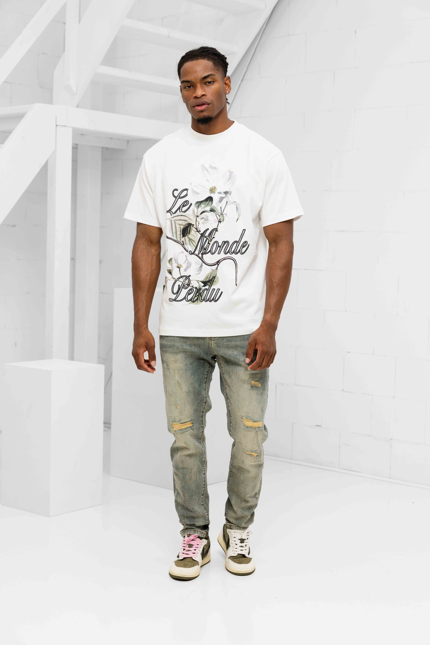 Le Monde Perdu Corlus Florida T-Shirt Heren Gebroken Wit