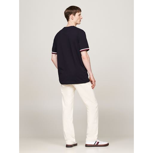 Tommy Hilfiger Global Stripe Cuff Pique T-shirt, Desert Sky, 3XL