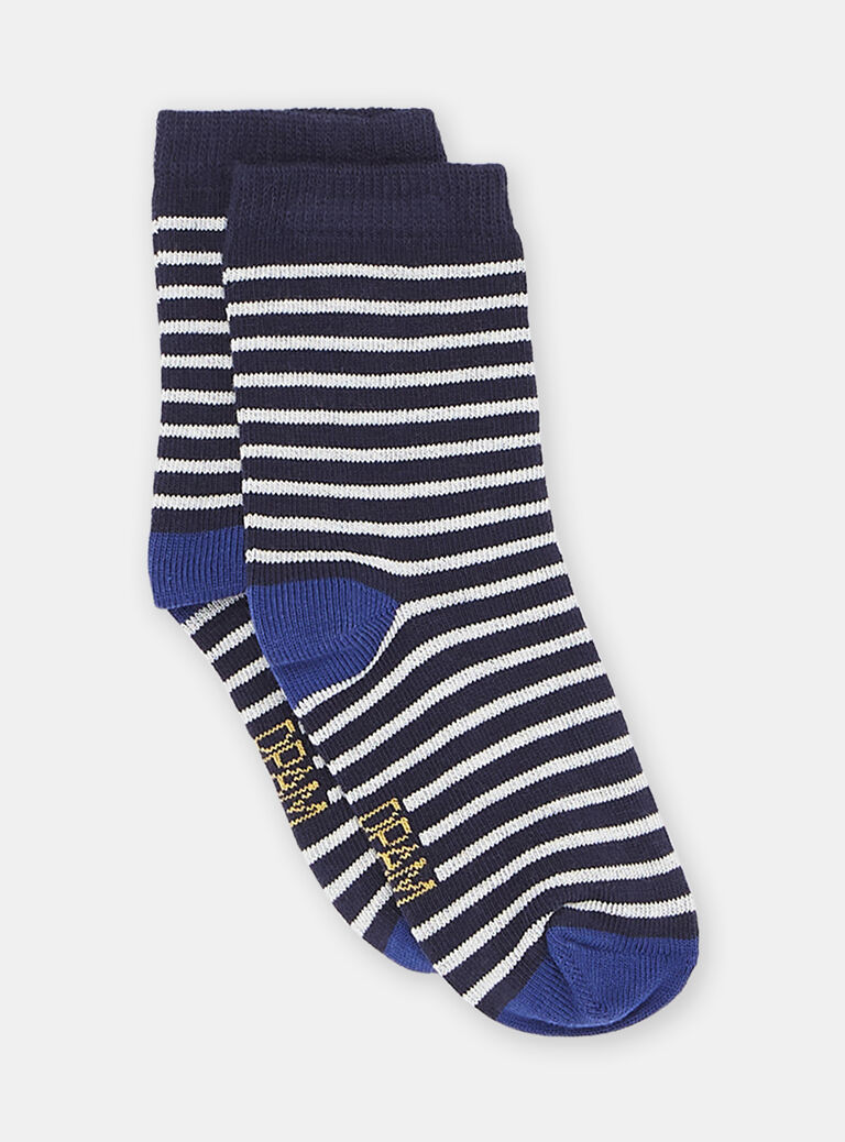 Chaussettes bleu foncé à imprimé à rayures bébé garçon