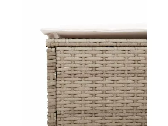 Chaise longue avec coussin beige résine tressée