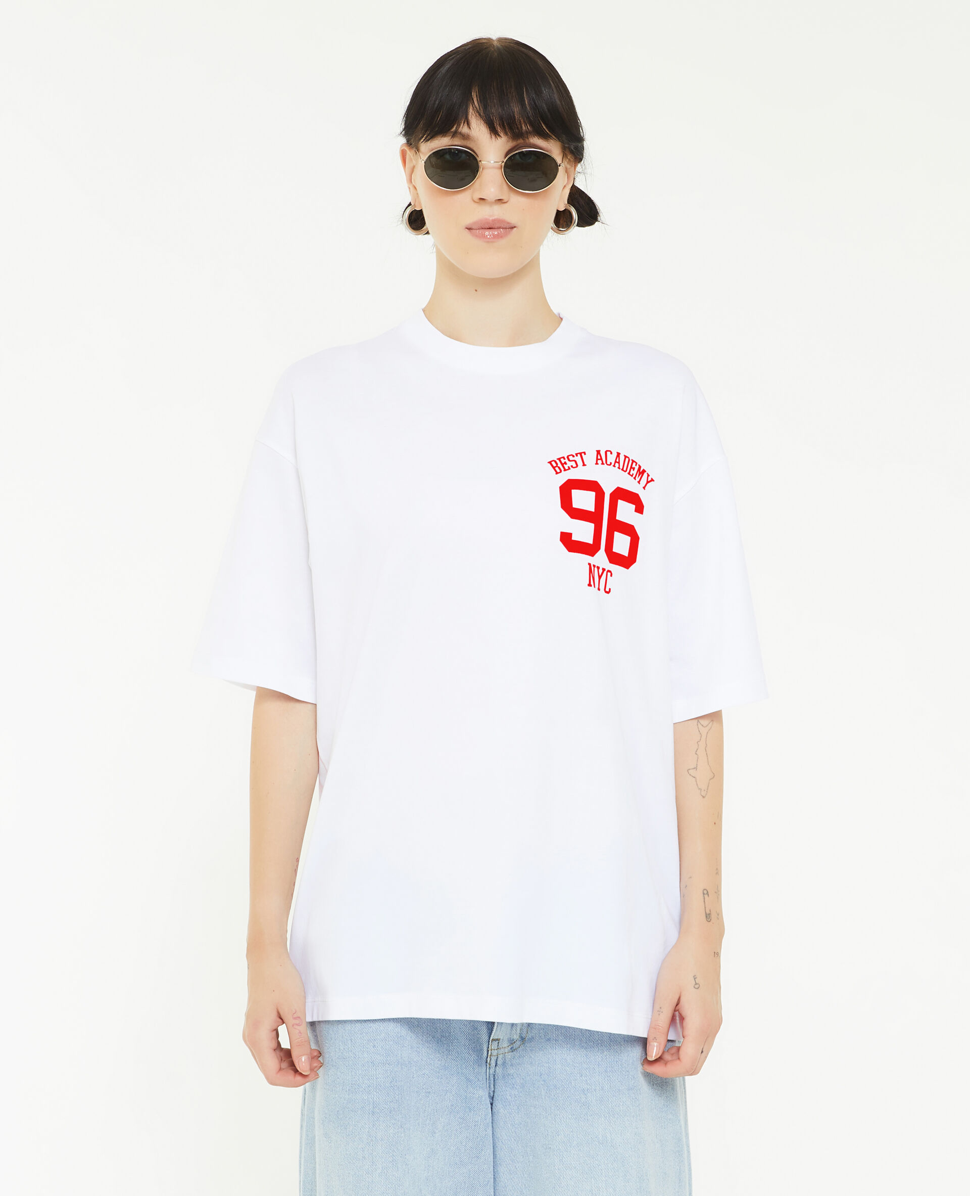 T-shirt oversize à inscriptions - Blanc