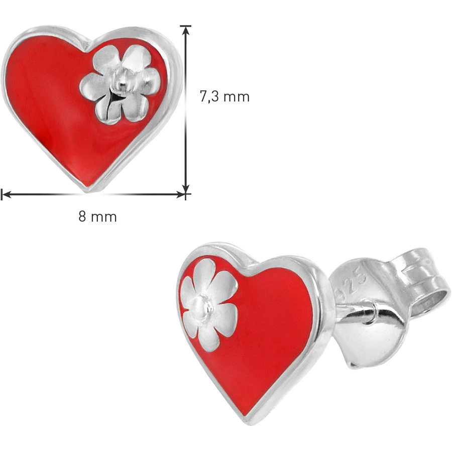 trendor Kinder Ohrringe Silber 925 HerzBlüte Ohrstecker silver