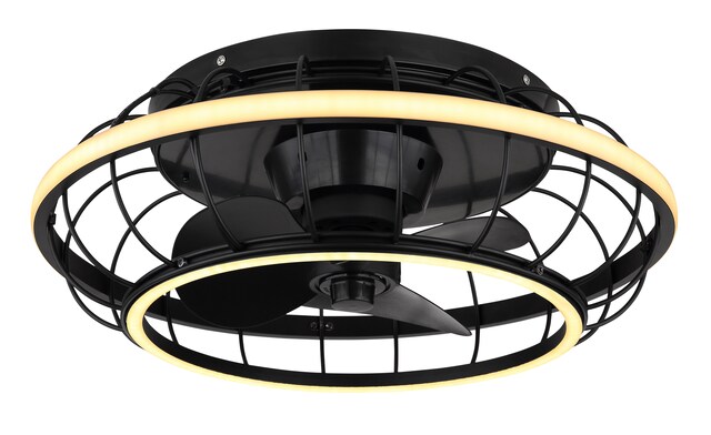 GLOBO LED Deckenlampe Leonhard mit Ventilator Schwarz /Opalweiß 50x50cm H18cm