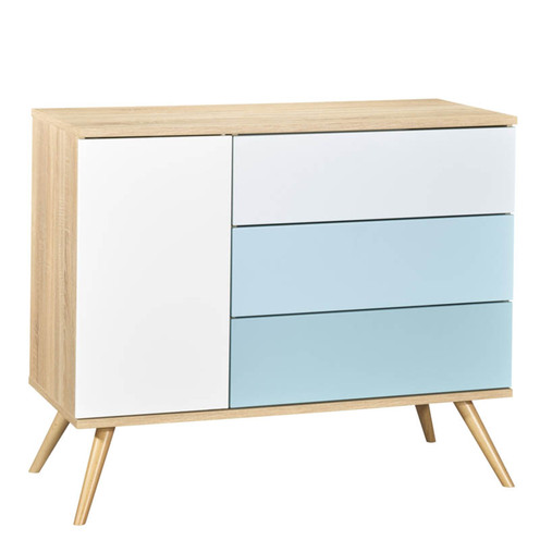 Chambre DUO Lit 120x60 + Commode Bleue SEVENTIES - SAUTHON