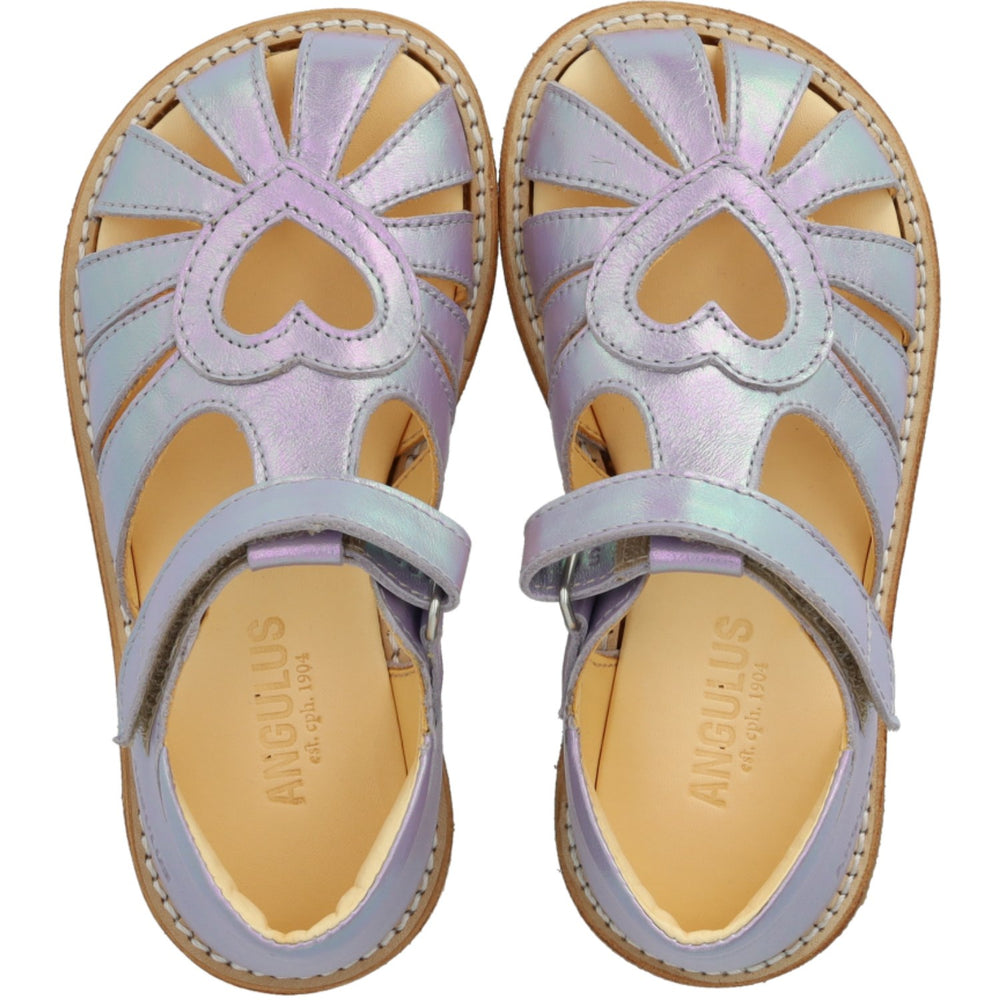 Køb Angulus Iridescent Lilac Shine Hjertesandal Med Velcrolukning