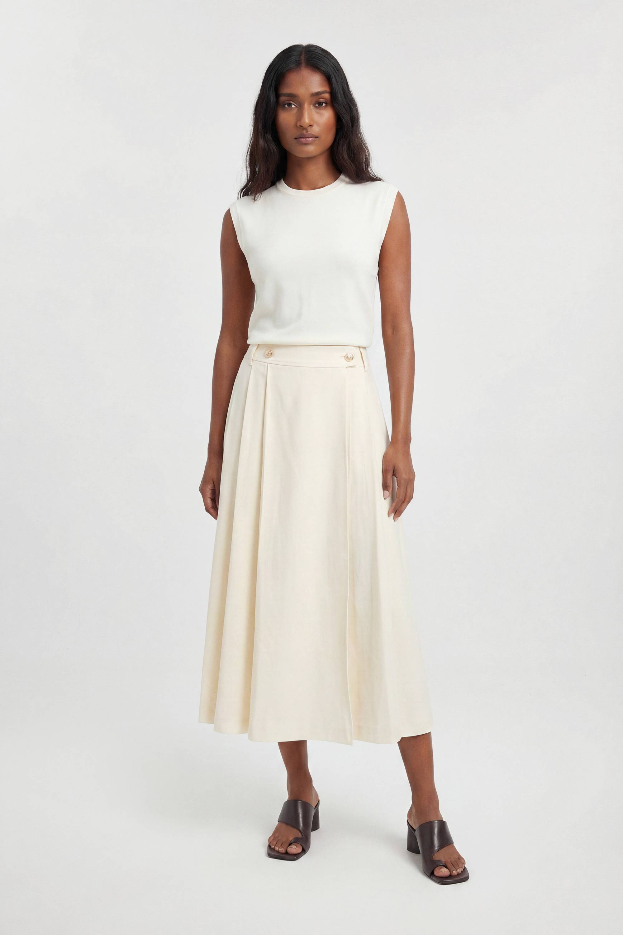 KarenMillen Jupe Midi En Coton Avec Détails Boutons Style Utilitaire
