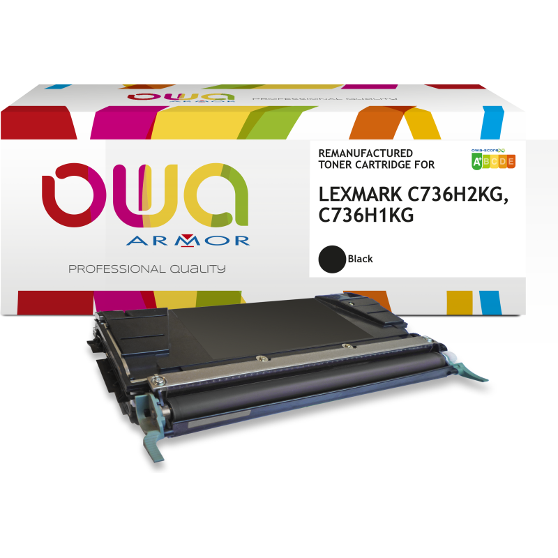 Toner remanufacturé OWA - haute capacité - Noir - pour LEXMARK C736H2KG, C736H1KG