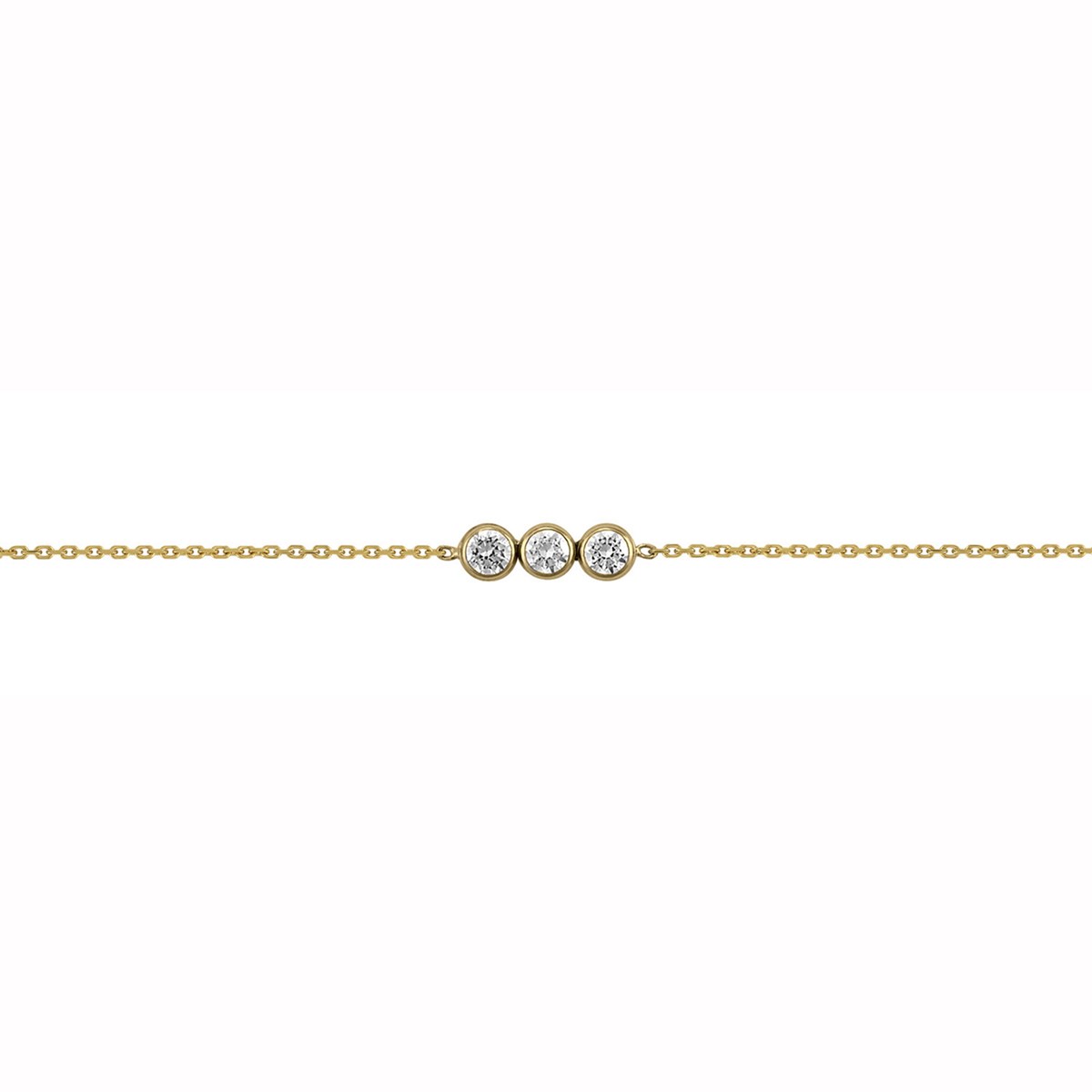 Bracelet triologie oxydes or jaune 9 carats
