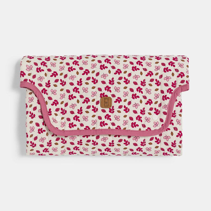 Tapis à langer de voyage fleuri rose naissance fille Rose