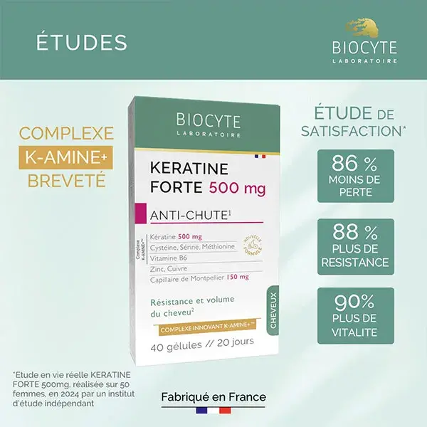 Biocyte Keratin Forte 500mg Antiqueda e Fortalecimento Capilar - 40 cápsulas