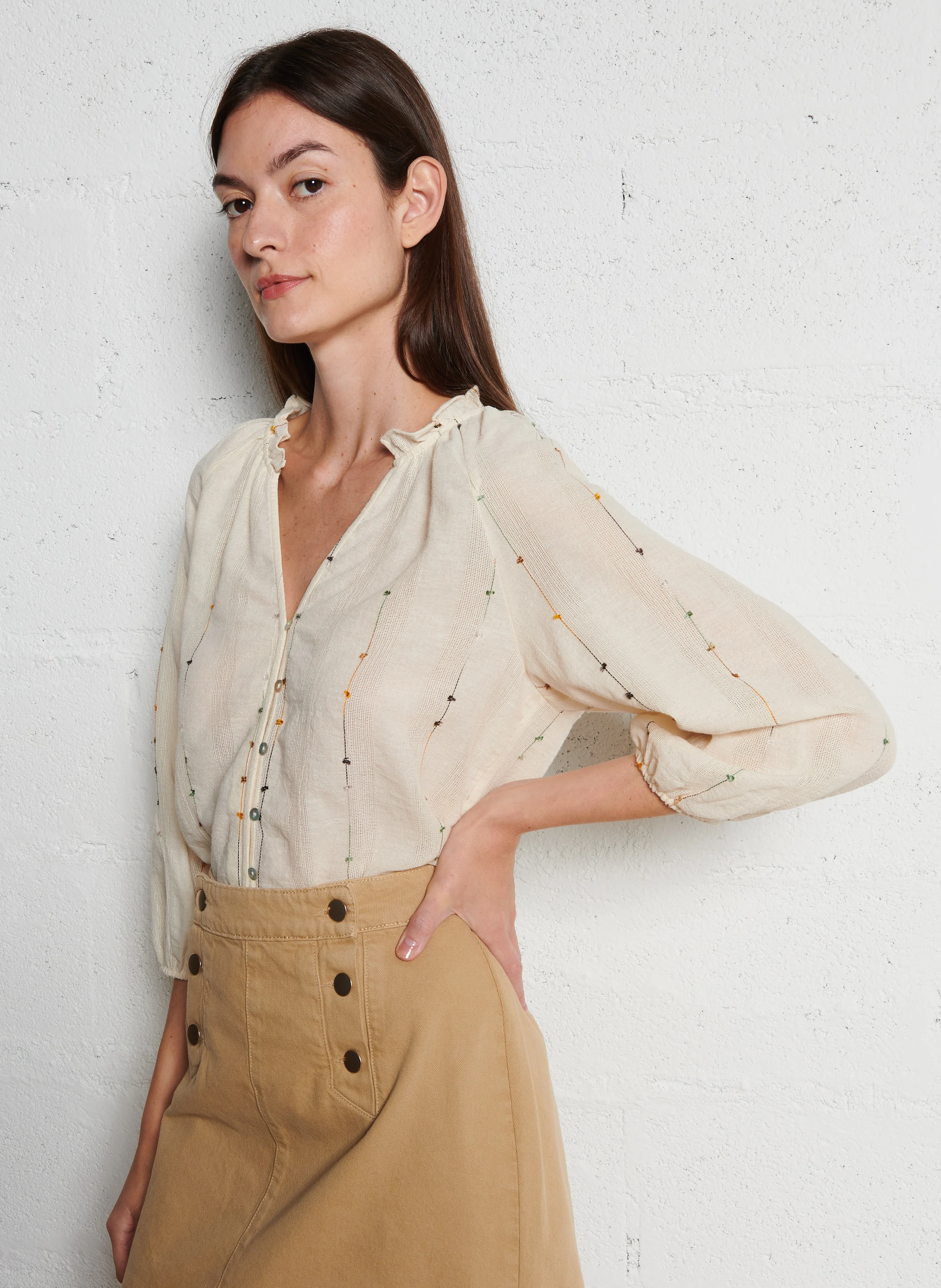 BLANCA - Chemise ample en coton mélangé | Blanc