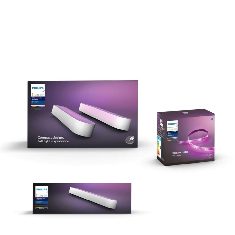 Philips Hue - Play Light Bar 2-Pack & Extension & LightstripStarter 2 meter - Bundle