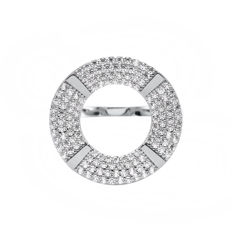 Bague Argent Ronde Sertie De Zirconium