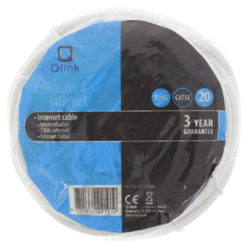 Q-Link UTP kabel CAT5E AWG26 2RJ45 20 meter wit