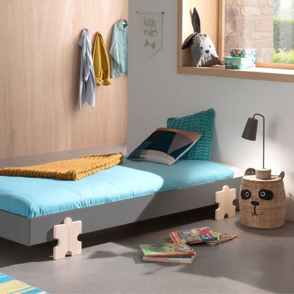 Vipack Modulo Bed 90 x 200 Cm Puzzle Grijs