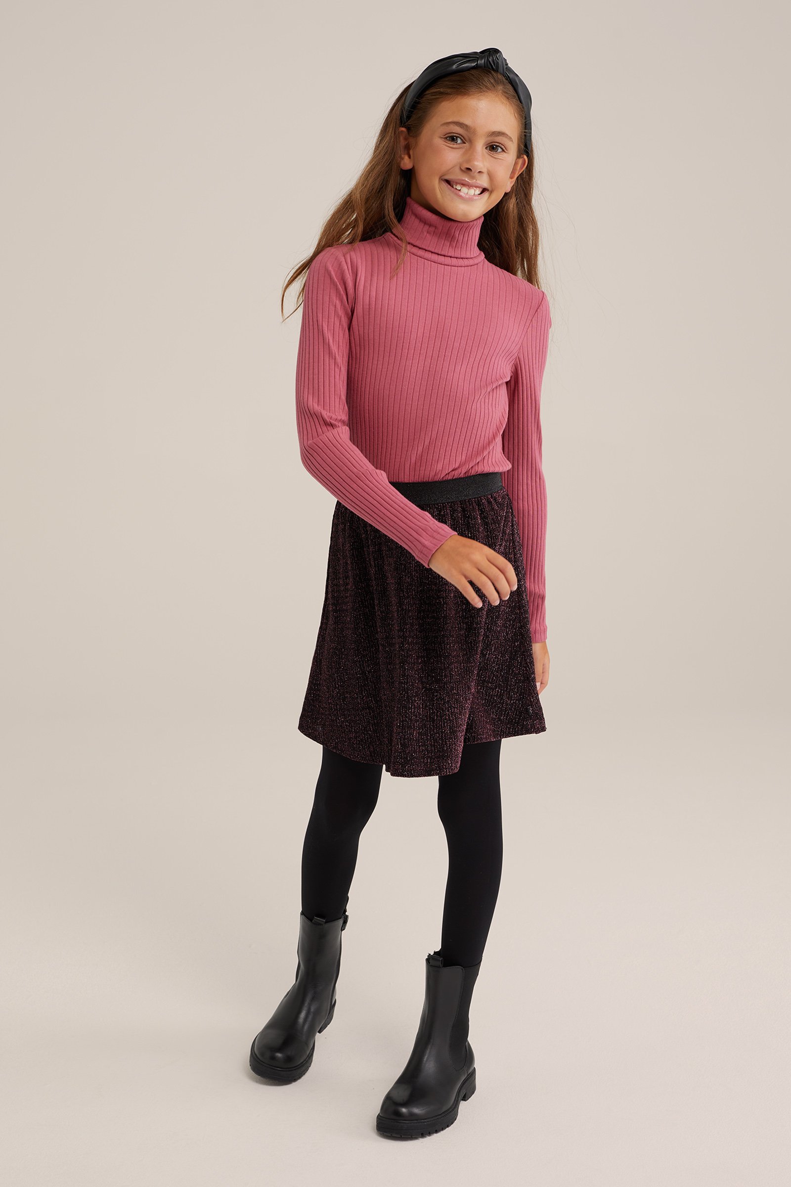 Meisjes jurk met glittergaren WE Fashion Roze
