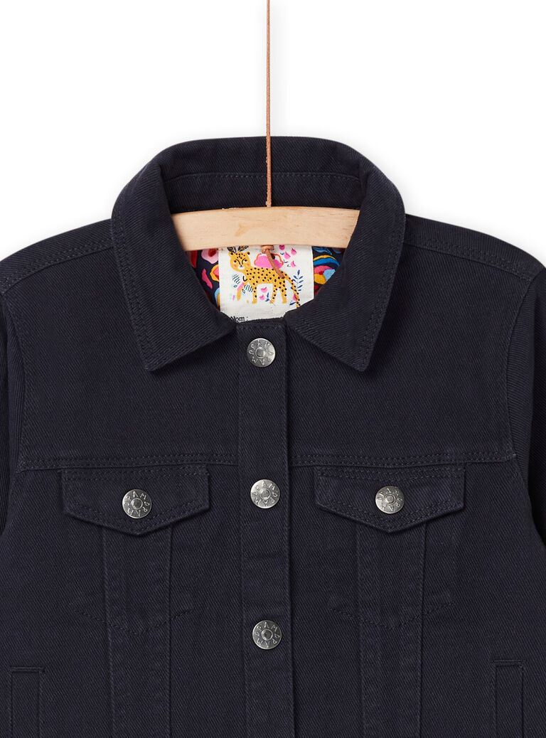 Veste en jean noire à manches brodées