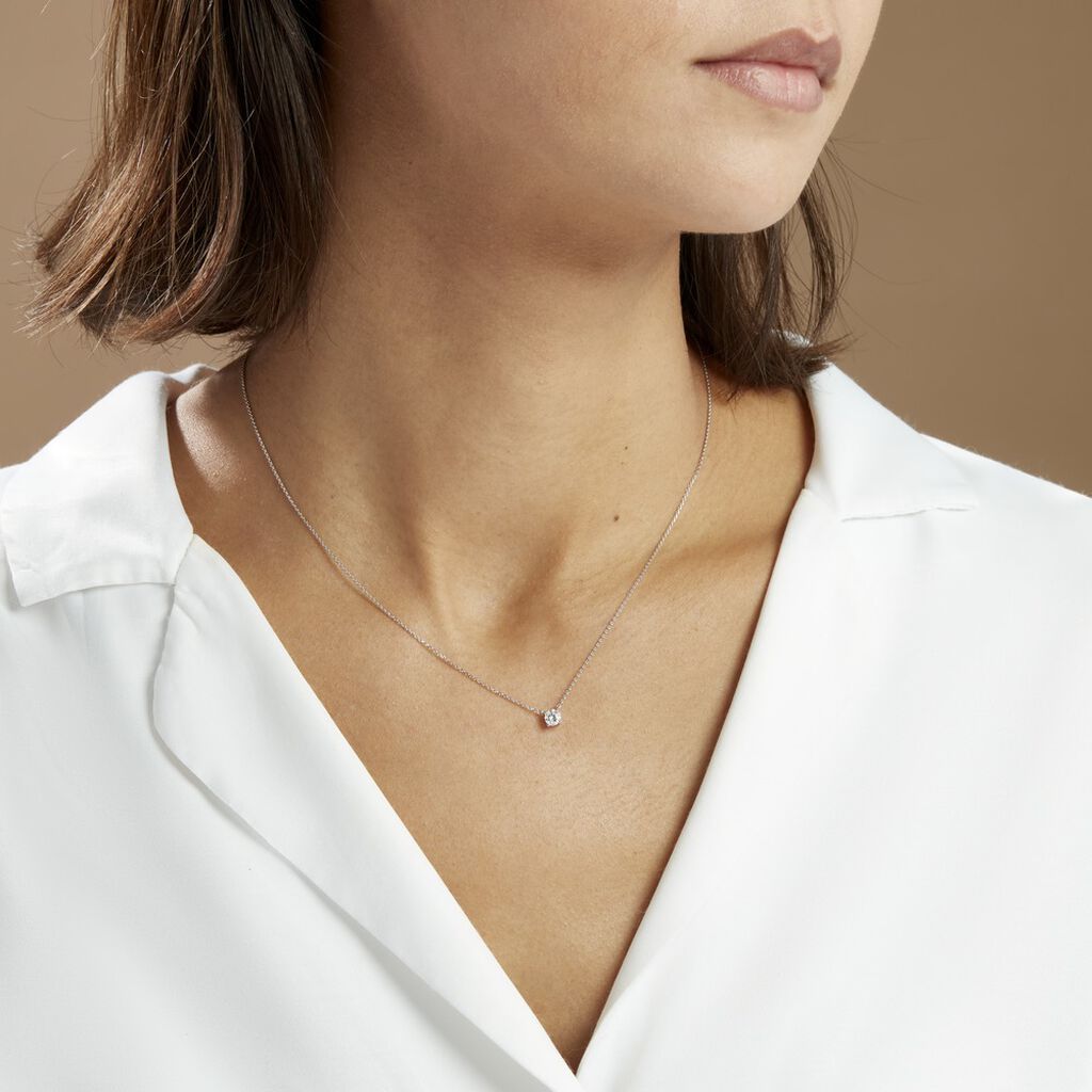 Collier Solitaire Victoria Platine Blanc Diamant