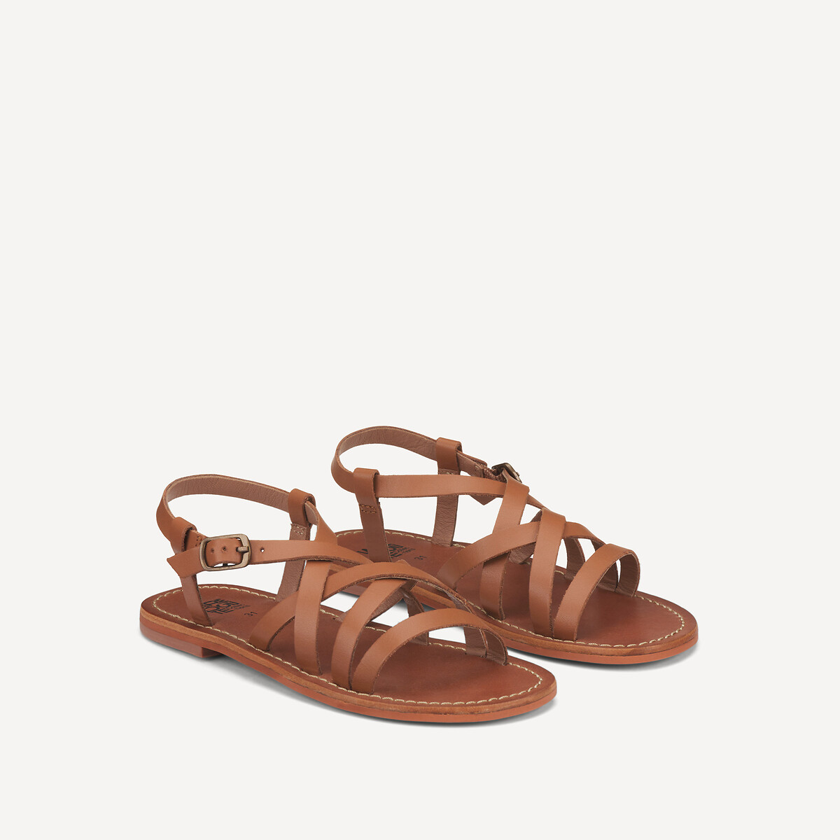 COLEÇÃO LA REDOUTE<br>Sandálias de couro com tiras