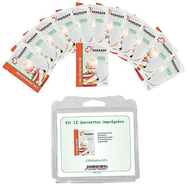 FRANCE NEIR - SERVIETTES CHLORHEXIDINE X 12