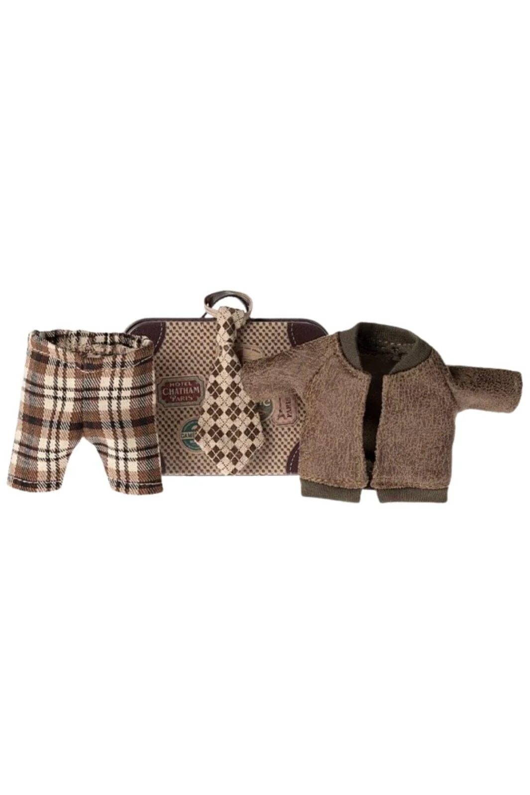 Maileg Jacket, Pants And Tie In Suitcase, Grandpa Mouse