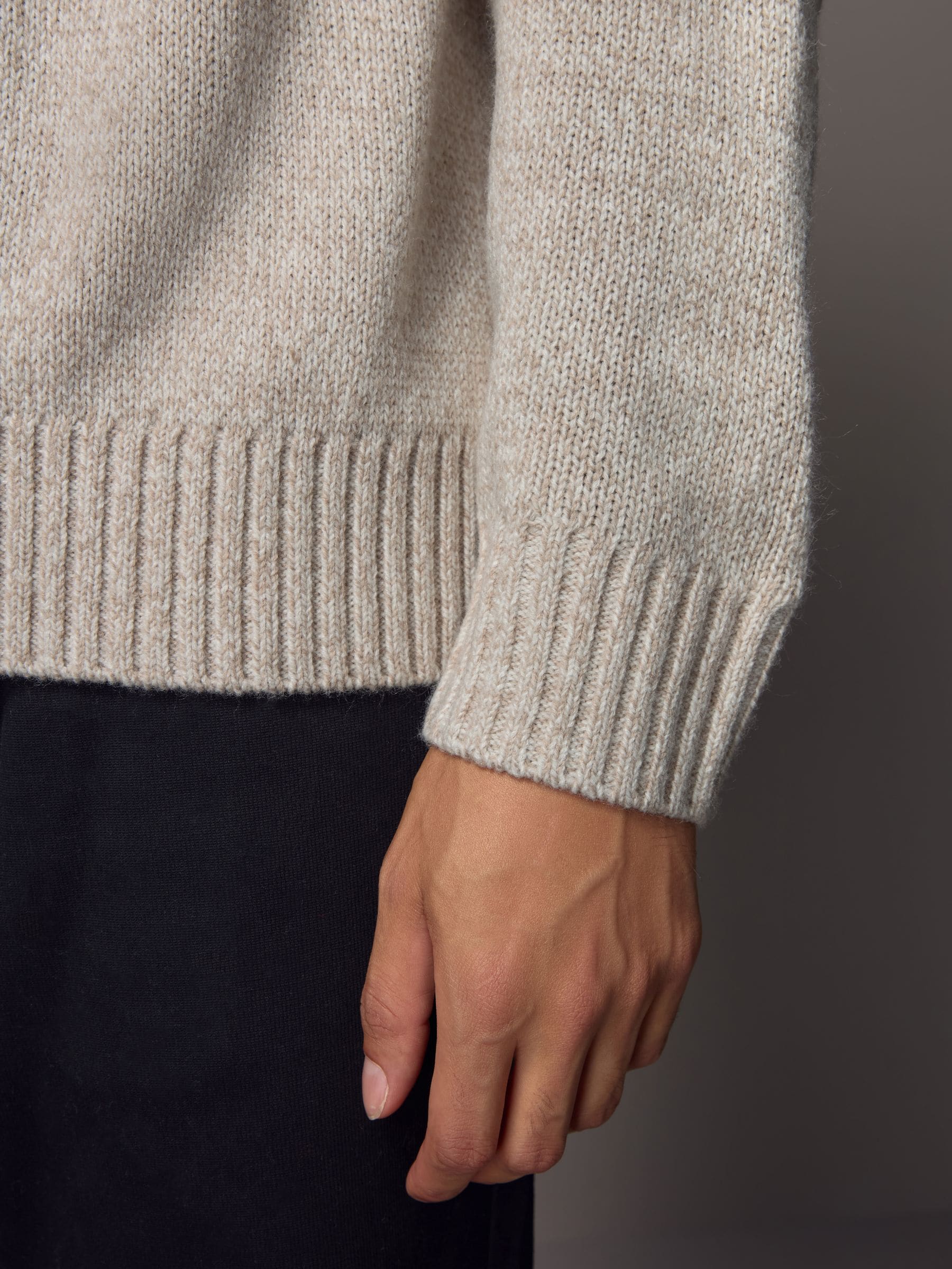 Neutraal/ecru - Ronde hals - Regular-fit trui met fair isle-patroon en wol