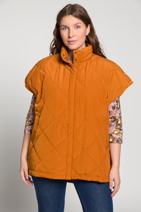 Steppweste, Oversized, Stehkragen, ärmellos, recycelt
