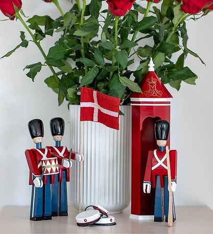 Kay Bojesen Holzfigur - Bannerträger - 21 cm - Klein - Rot/Blau
