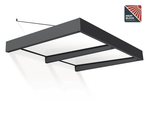 PALRAM-Canopia rechthoekige luifel Sophia XL Opaal 1920x1400x170 mm aluminium gepoedercoat grijs RAL 7016