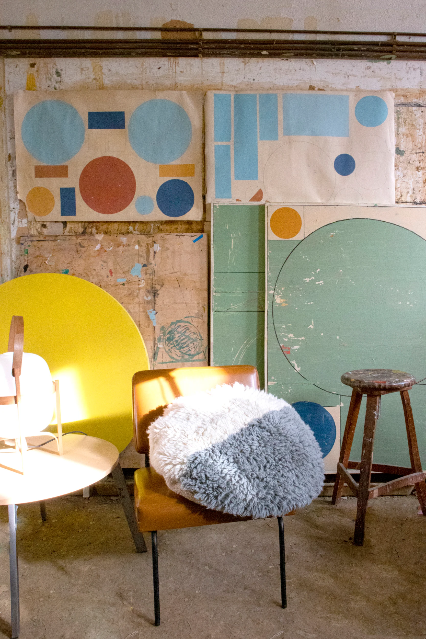 RAYONS DE SOLEIL - Pouf en laine | Multicolore